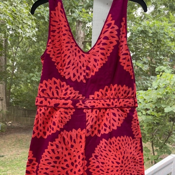 BODEN WOMEN'S PINK AND ORANGE FLORAL LINED 60s RETRO DRESS-10 - Picture 2 of 10